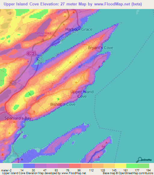 Elevation of Upper Island Cove,Canada Elevation Map, Topography, Contour